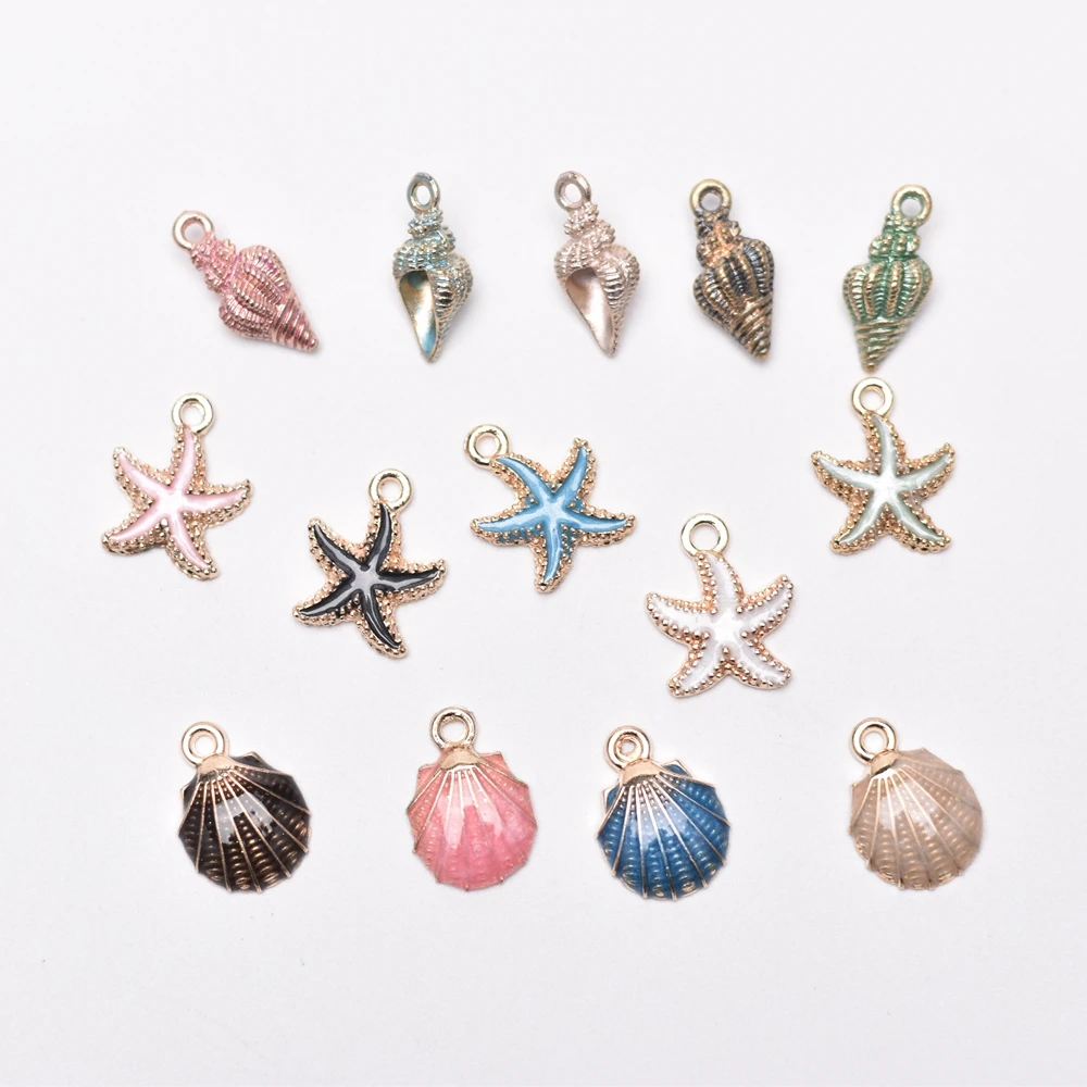 

4-14Pcs/Lot Conch Seashell Starfish Charms Beach Pendants Anklet Bracelet Necklace DIY Handmade Accessories Craft Jewelry Making