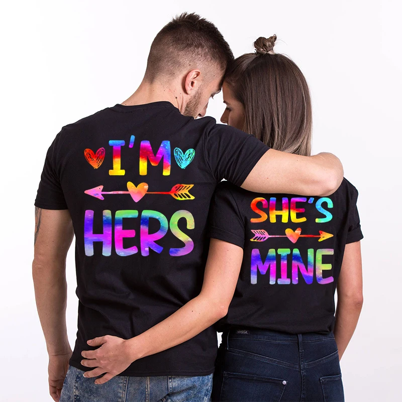 

Funny Letter Print O Neck Short Sleeve Lgbt Couple T Shirt Personality Gay Pride T-Shirt Lesbian Couple T Shirt