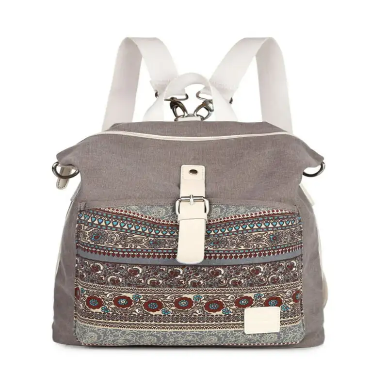 

Medium Backpack Purse for Women Canvas Rucksack Shoulder Bag Gray