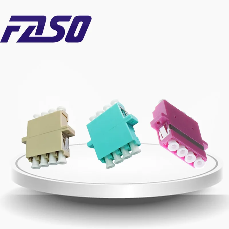 

FASO 50Pcs LC Fiber Optic Quad MM/OM3/OM4 Adapter Fiber Coupler