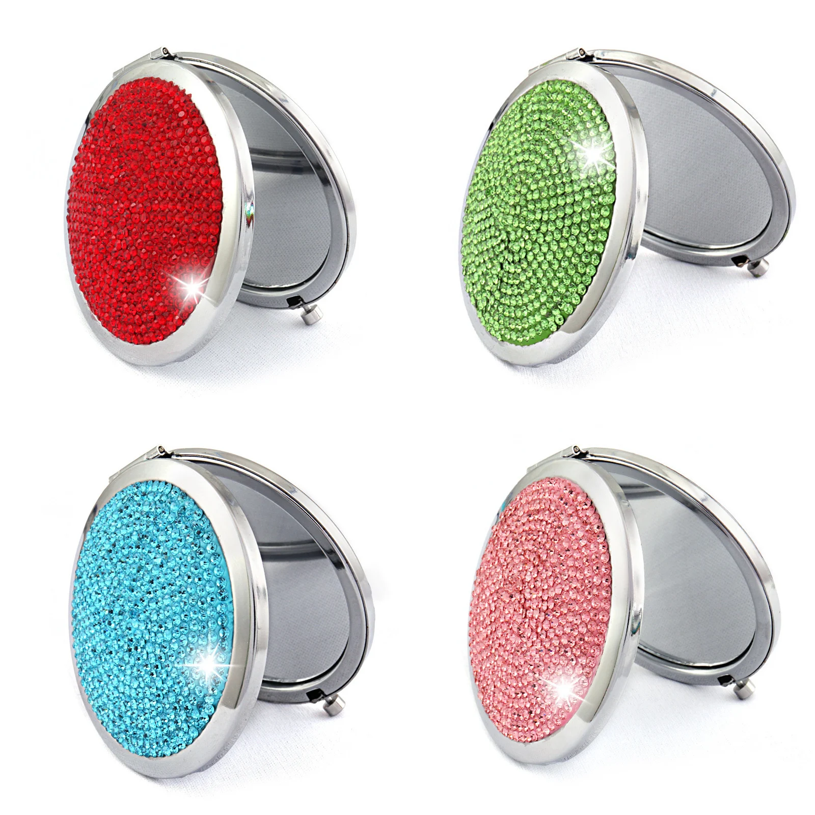 Полностью алмазное косметическое зеркало уличное Портативное двухстороннее из