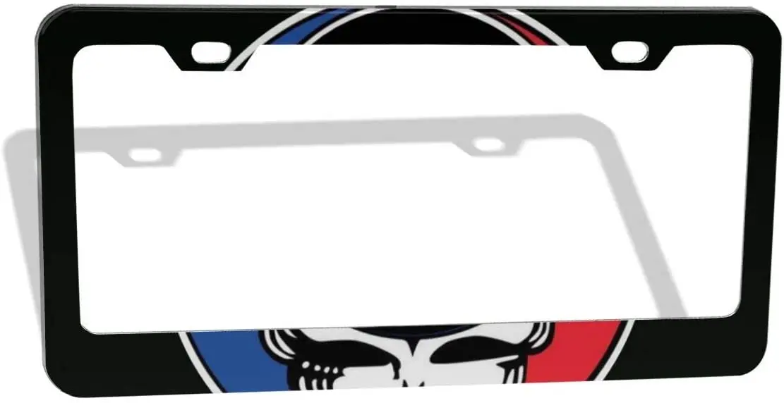 

Skull Black License Plate Frames Aluminum Metal Weatherproof Car Wash Safe Novelty Plate Covers Fit Any Standard America Plates