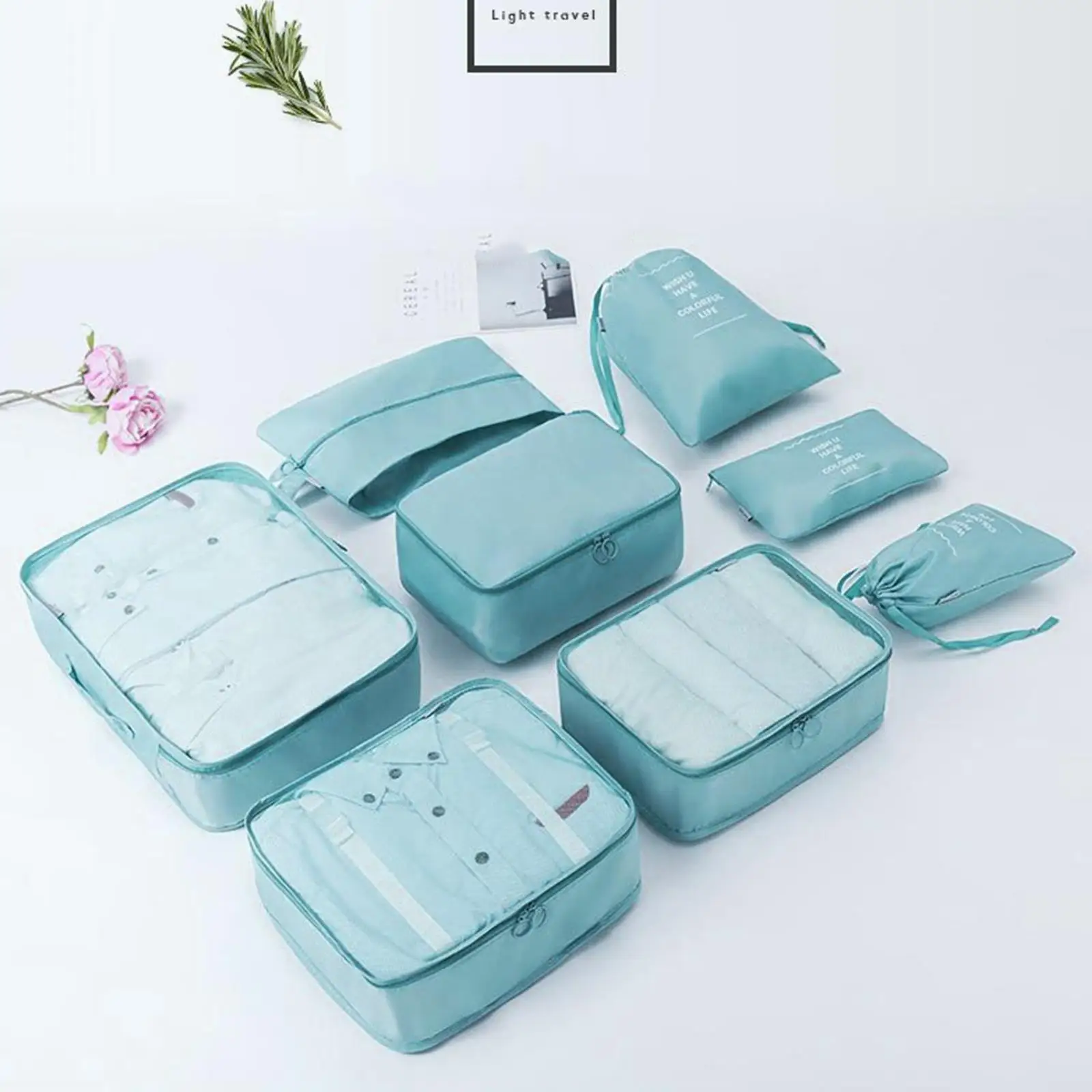 

8/set Travel Storage Bag Set For Clothes Tidy Organizer Wardrobe Suitcase Pouch Travel Organizer Bag Case Shoes Packing Cube Bag