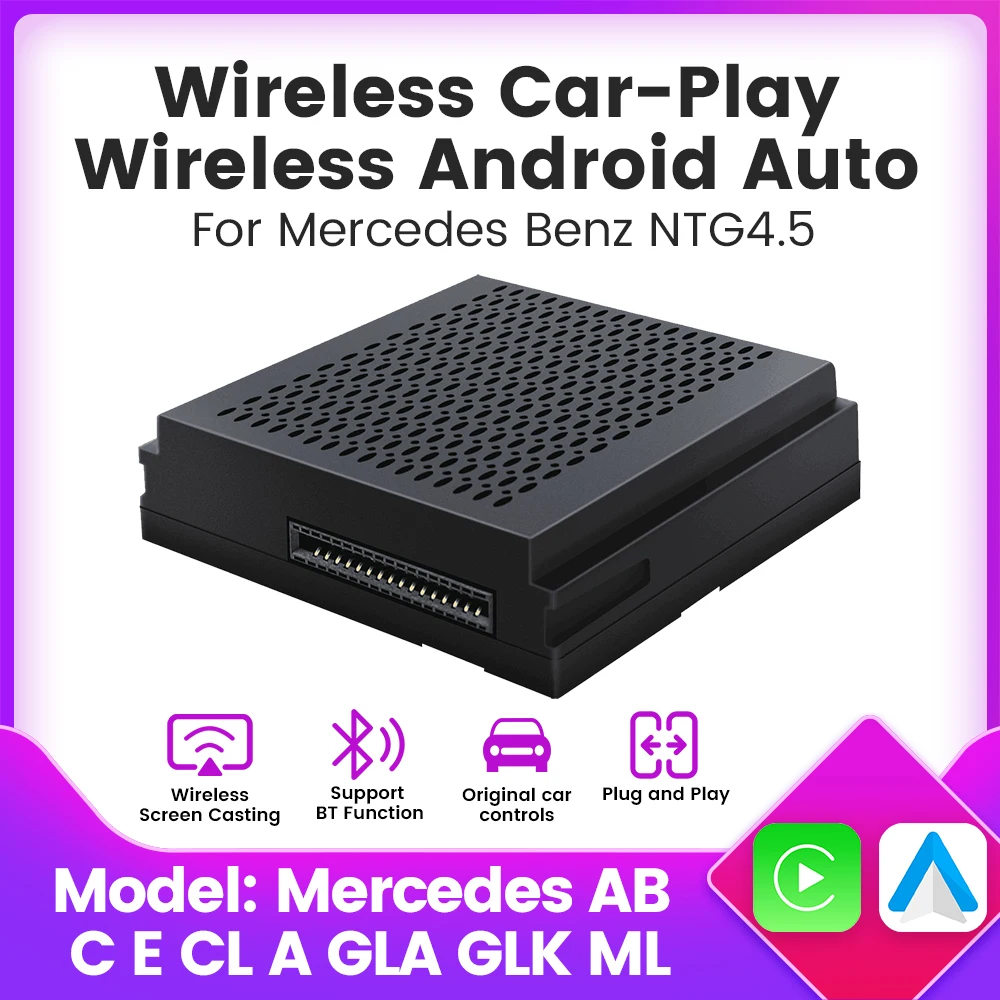 

Wireless Carplay Android Auto For Mercedes Benz A B C E CLA GLA GLK ML NTG4.5 System Module Mirror image Car Play Functions BT