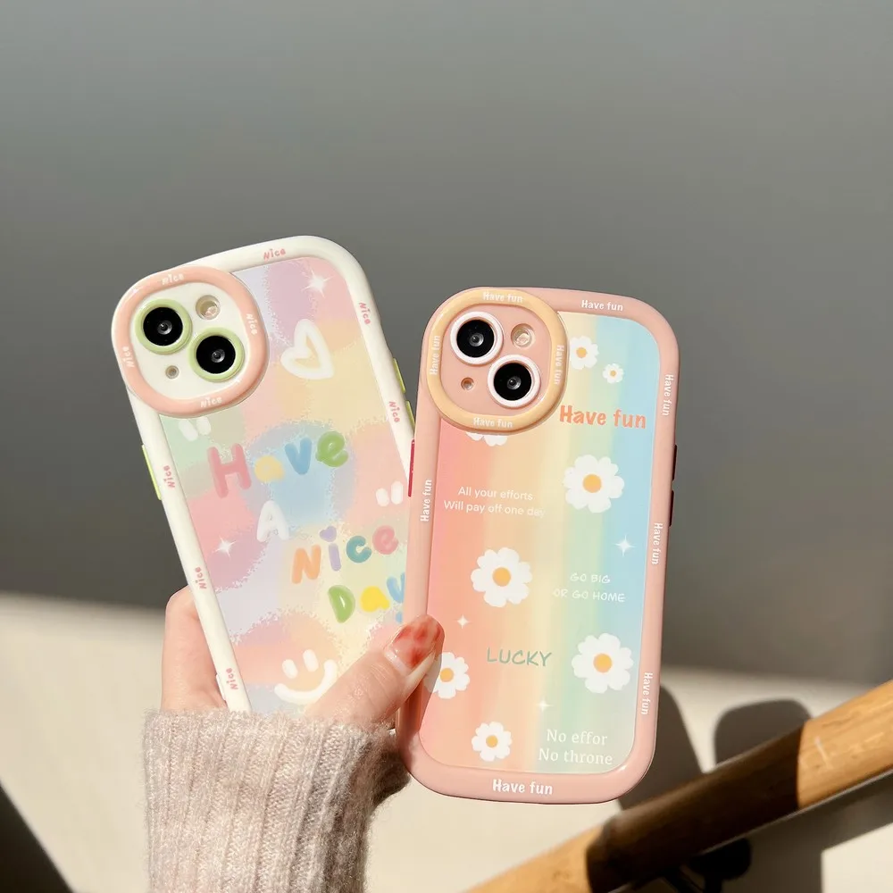 

Colorful Daisy Pattern Case For iphone 14 14Pro 11ProMax 11 12Pro 12 13ProMax 13Pro 13 XS X XR XSMAX Soft Shell