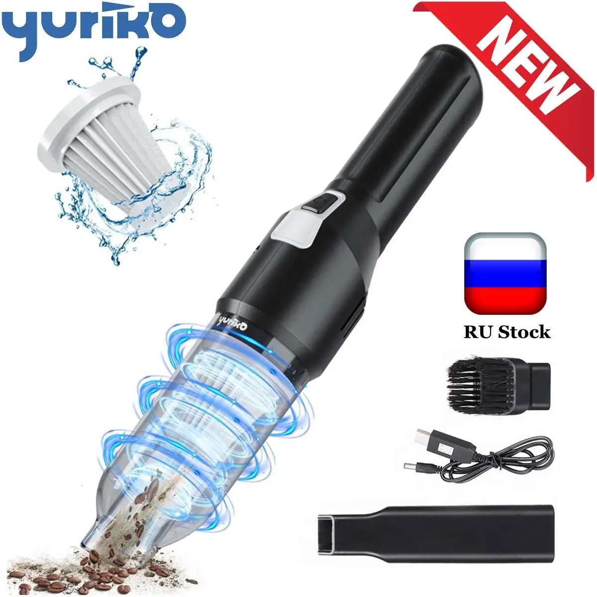

Портативный беспроводной автомобильный пылесос YURIKO 10000Pa, ручные пылесосы, инструменты для уборки дома и автомобиля с моющимся HEPA-фильтром