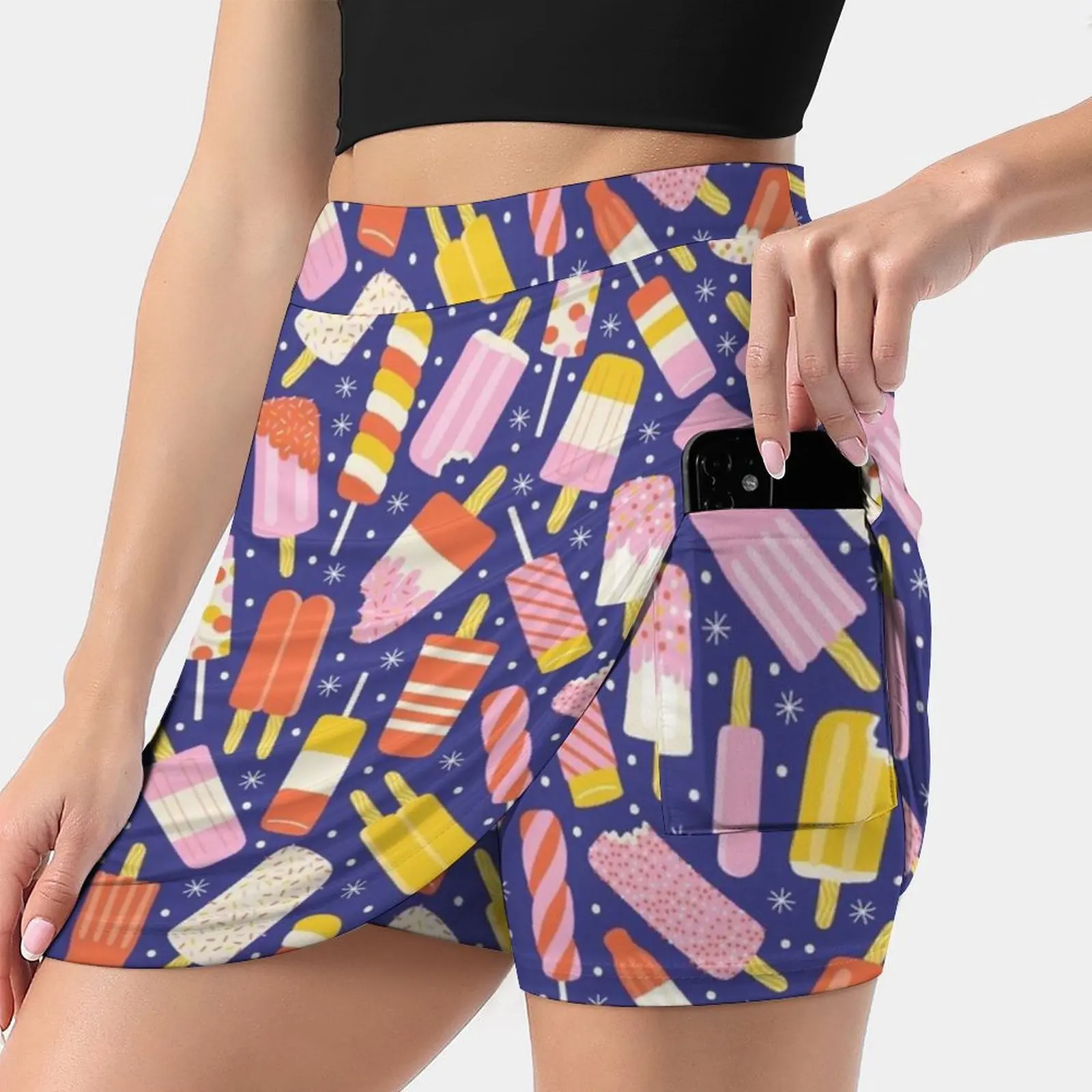 

Женская модная мини-юбка с принтом фруктовых палочек, 2022
