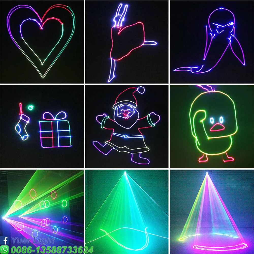 Яркий лазерный RGB-проектор YUER 2 Вт | Режимы управления через приложение DMX512 20K