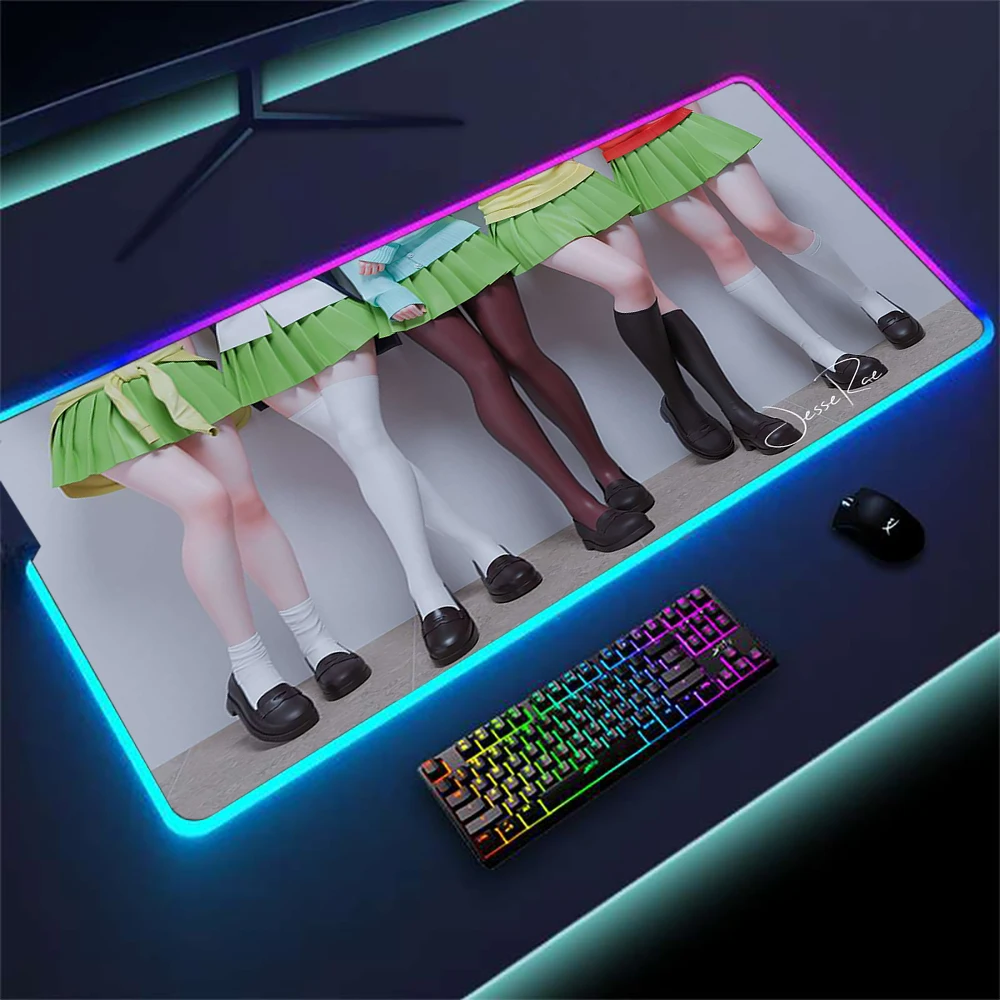 Соблазнительный игровой коврик RGB-подсветка аниме яркий для мыши