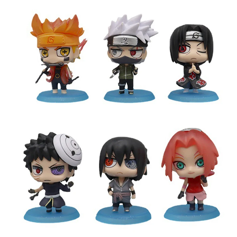 

6pcs Anime Naruto Action Figure Sasuke Itachi Kakashi Gaara Sakura Q Kawaii Doll PVC Collectible Model Toy Doll Kid Gift 7cm