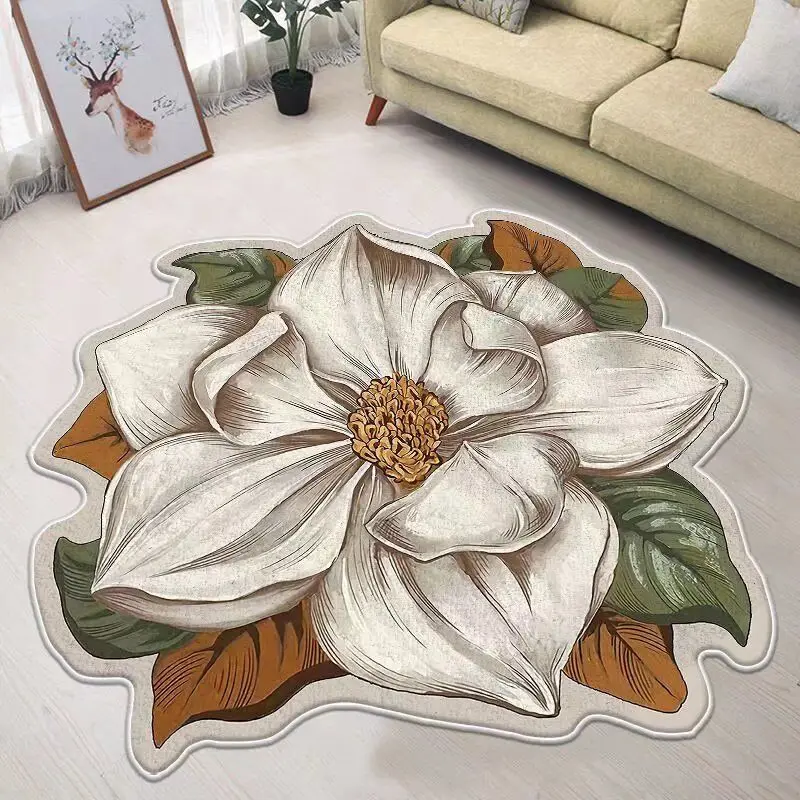 

Flower Shap Rugs And Carpets For Home Living Room Door Mats Bedroom Decor Bedside Sofa Bathroom Soft Flannel Anti-Skid Floor Mat