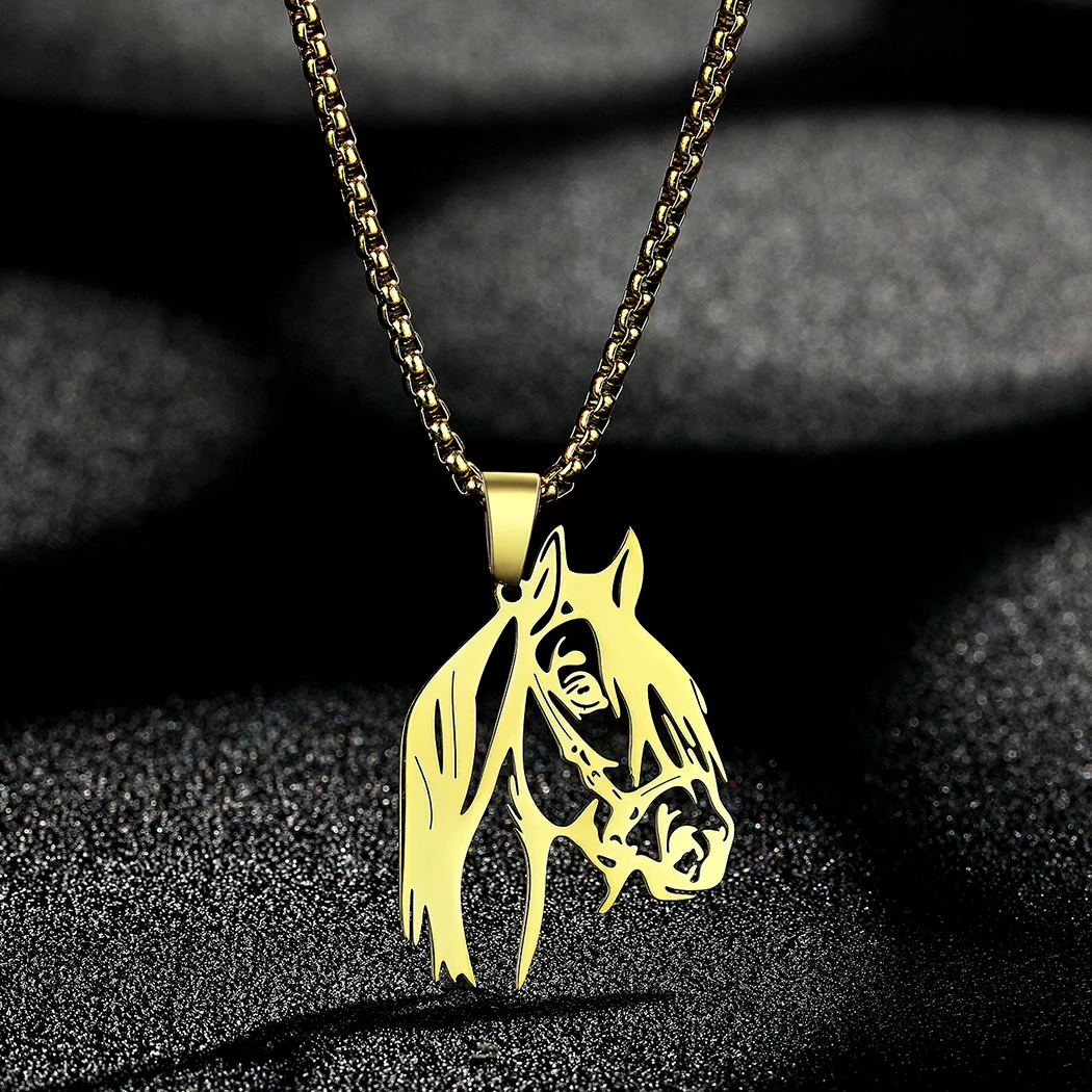 Ожерелье из нержавеющей стали в готическом стиле с головой лошади для женщин и