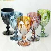 wine glasses multicolor carved glass red wine juice cups wedding party champagne flutes goblet for bar restaurant home as gifts