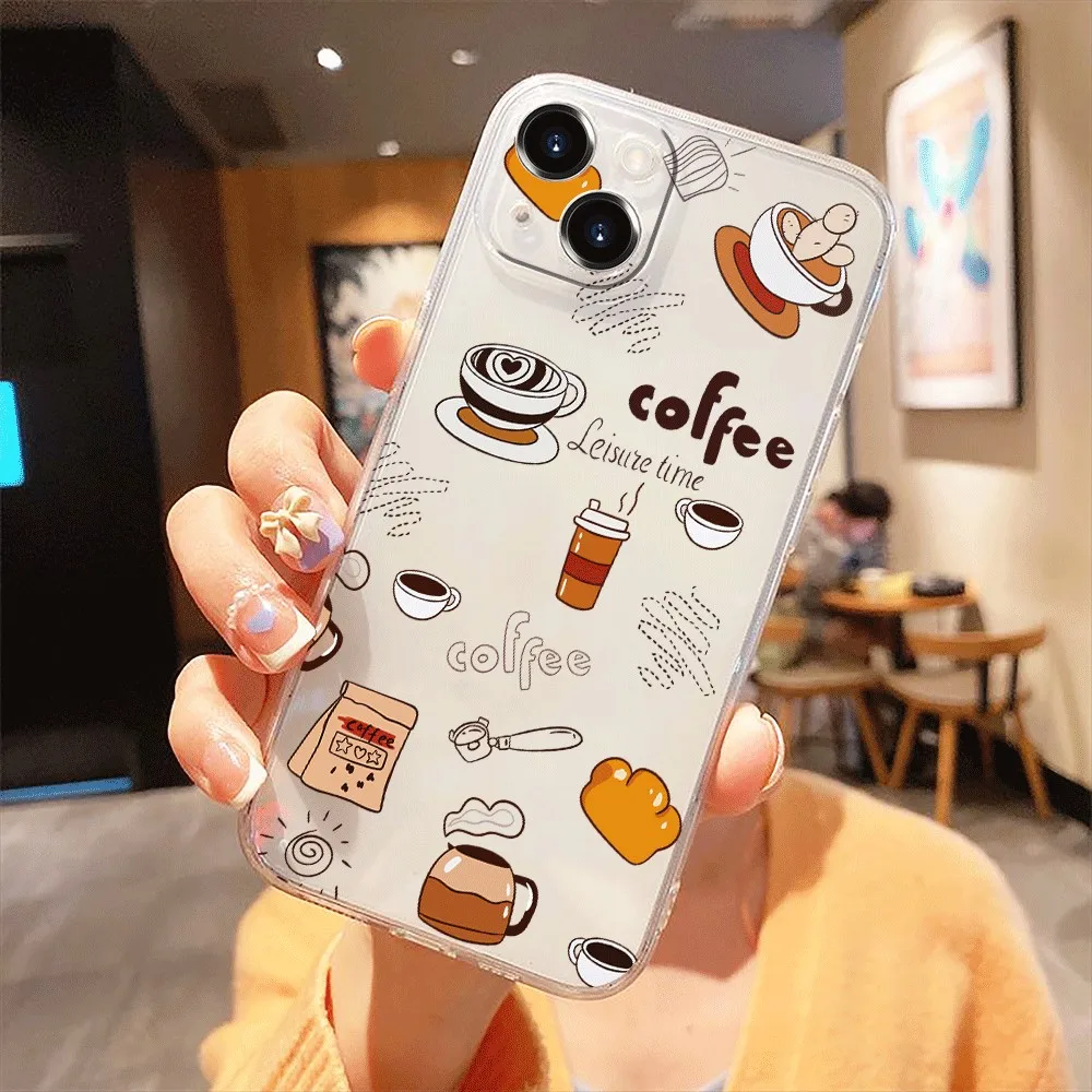 Multicolor Casual Coffee Soft Clear Phone Case For OPPO A3X Pro 5G A3 A17X A17 A16 A15 A80 A60 A79 A59 A18 A38 A58 A78 A98 Cover