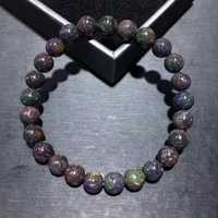 natural black opal bracelet round beads colorful opal 7 7mm flash light gemstone stretch women men jewelry aaaaaa