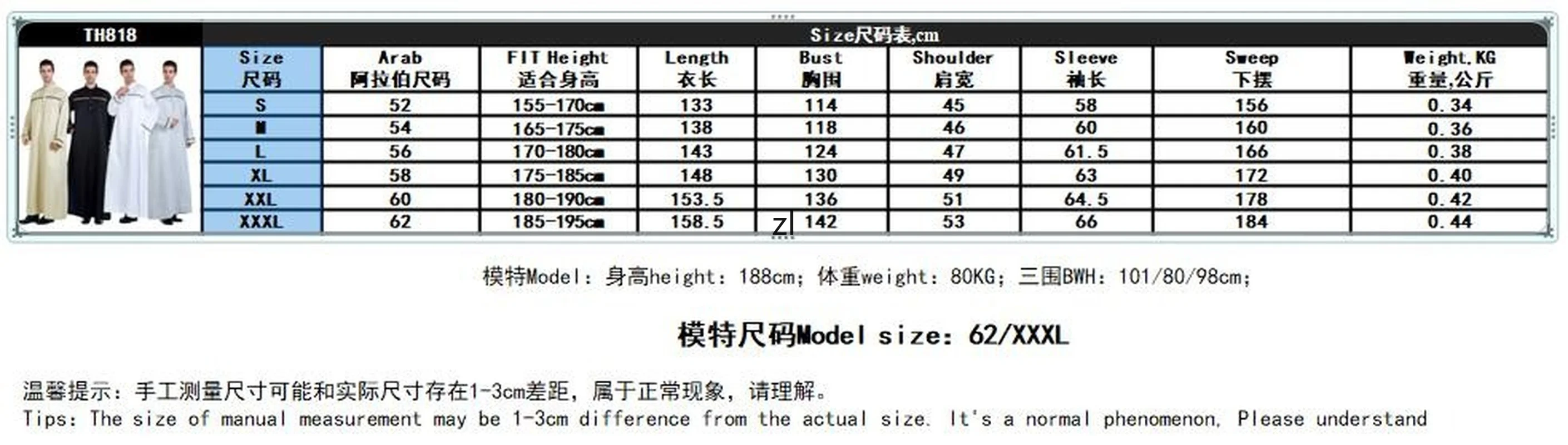 Muslim Abaya for Men Jubba Thobe Middle East Long Robes Kaftan Arab Dubai Adult Long sleeve Islamic Clothing