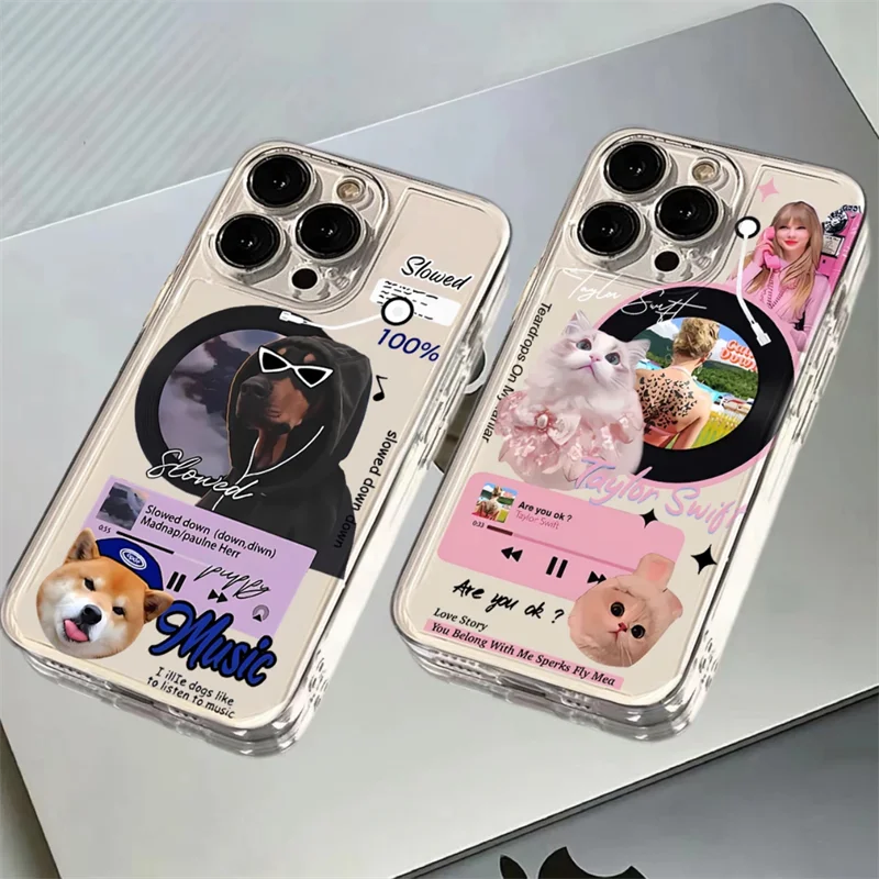 Record-Swift Singer T-Taylor-Clear Space Phone Case For Samsung S20 S21 S22 S23 S24 S25 Fe Plus Ultra Note10 4G 5G Transparent