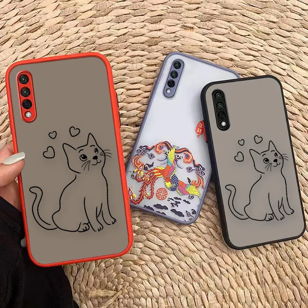 

Matte 8X Case For Honor 30 LITE 30S 50 70 8X 9A 9X X10 MAX Capa X9 X8 X7 Y60 Y6S Y8P Y9 5G PRO Case Para Cover Cute Line Cat Art