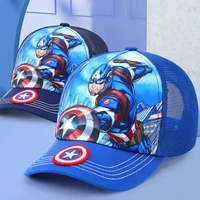 disney superhero print baseball cap blue cute boys girls breathable sun hat marvel captain america spiderman kids cap 3 12 years