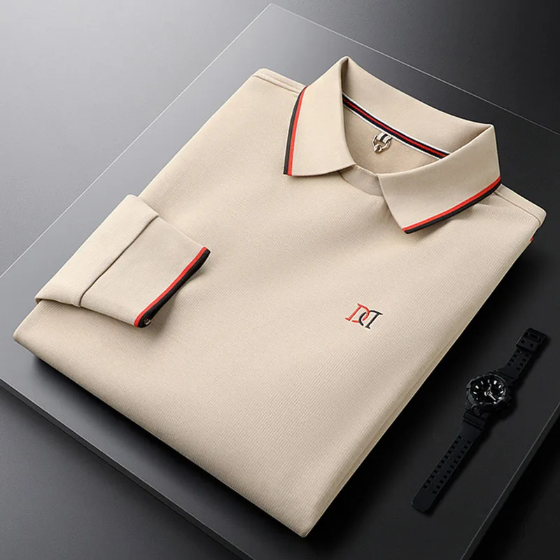 

Light luxury high-end Korean shirt collar sweater men's autumn and winter men's long-sleeved knitted handsome youth t-shirt