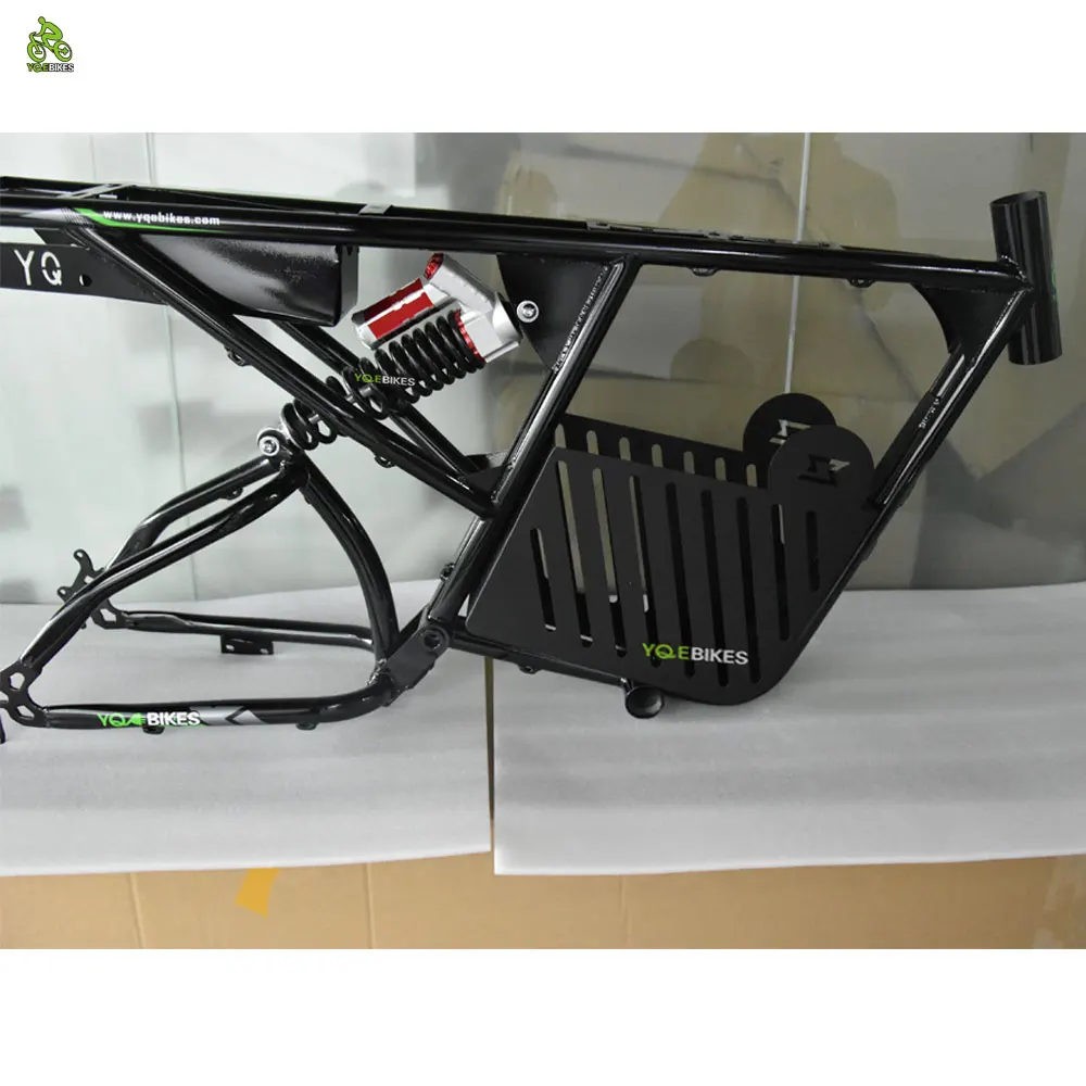 New Black Super Full Suspension Electric Bike 73 RX Frame 20*4.0 MTB Conversion Kit 73 RX Frame Fat Tire E City Bike Frameset