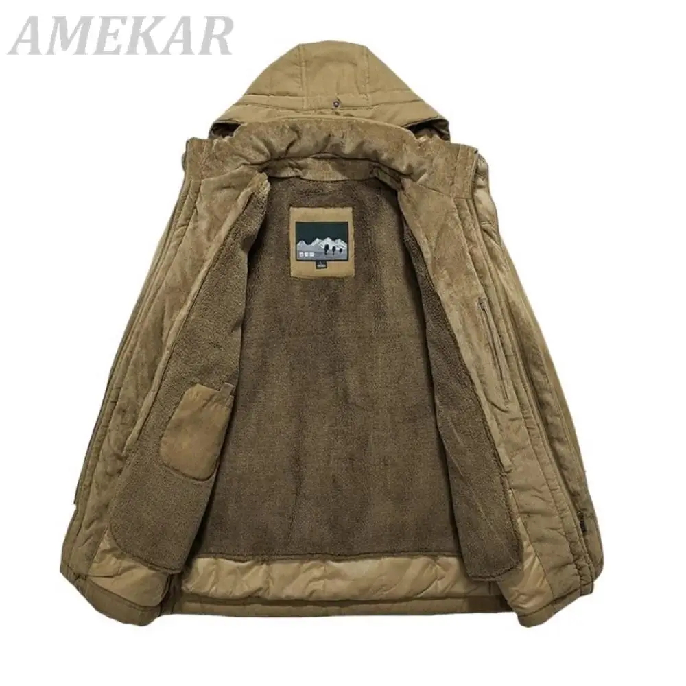 2022 Parker Coat Casual Classic Winter Jacket Men's Windproof Warm Hooded Coat Fashion Outer Coat Men's Plush Thickening Warmth