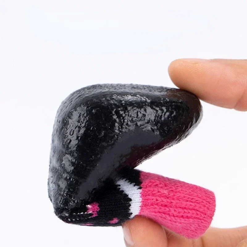 Фото 4 шт./компл., мягкая хлопковая обувь для собак, резиновые водонепроницаемые нескользящие вязаные теплые дышащие непромокаемые зимние сапоги XS/XL, носки для маленьких собак №4
