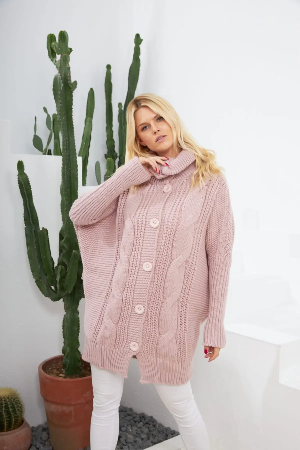 

Women's Cardigan Oversize Powder Casual Knitted High Quality Fashion Cardigan Sweaters Loose Sweater Jumper