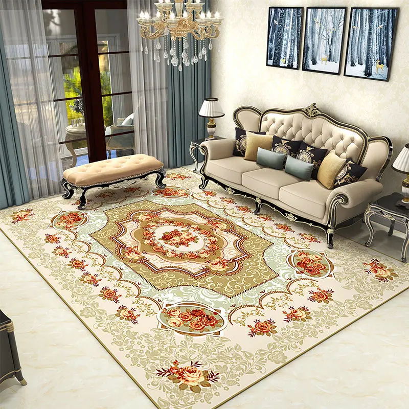 

European Style Red Carpets for Living Room Home Decor Bedroom Decoration Bedside Large Area Rugs Washable Tatami Floor Mat