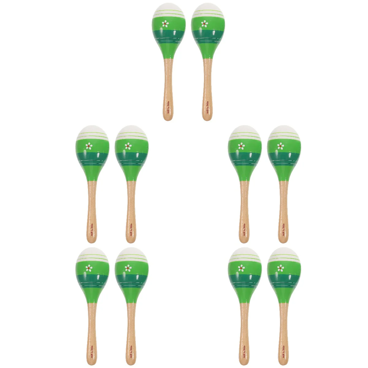 

5 Pairs Toddlers Toys Wooden Maraca Maracas Early Educational 5.8x20cm Instruments Musical Green Kids Child