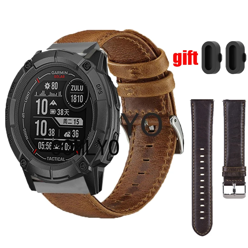 

For Garmin Instinct 2X Solar Sports Tactical Strap Leather Qucikfit Band Smart watch Bracelet Charging Port Plug cover