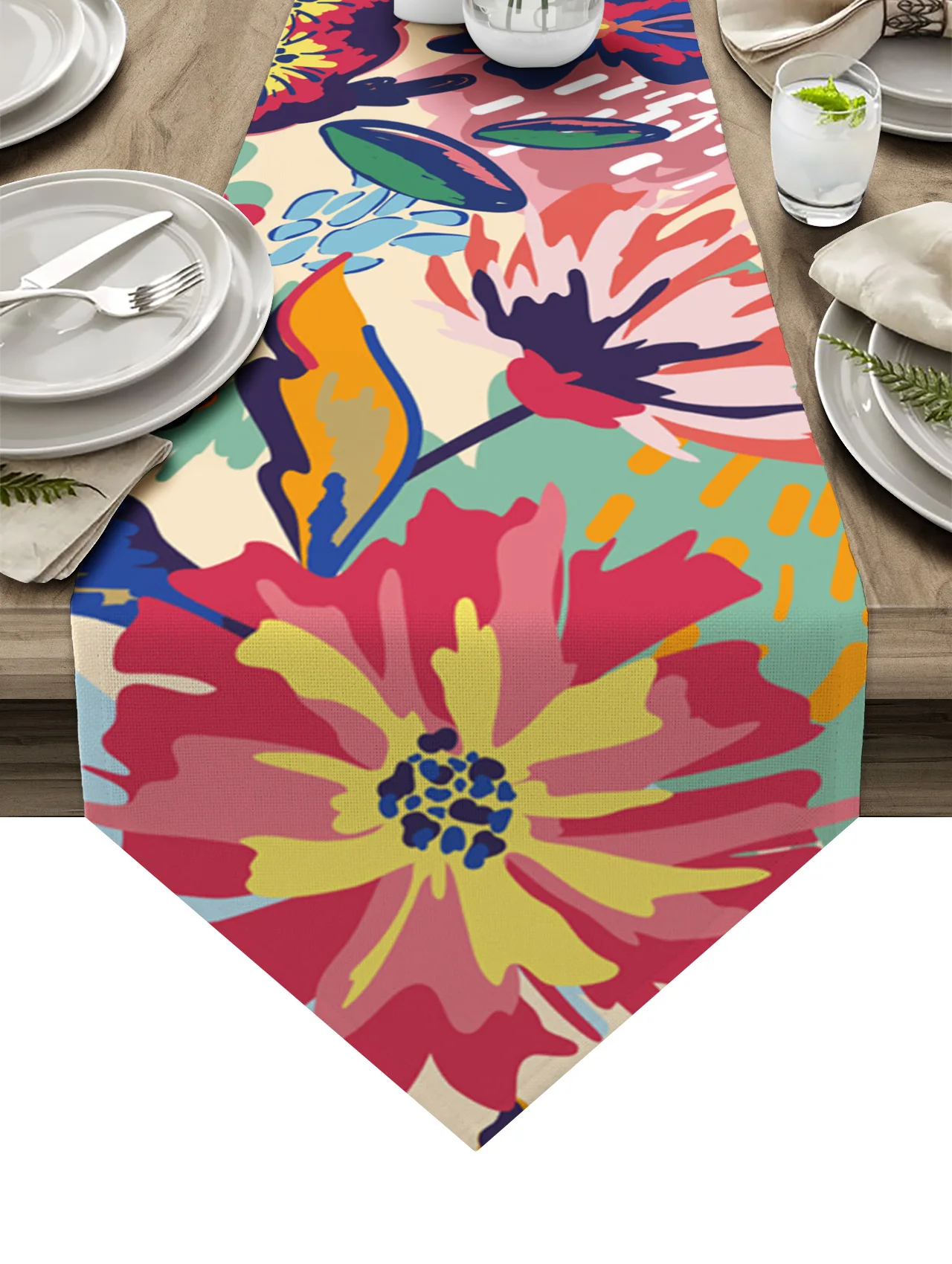 

Abstract Colorful Summer Watercolor Coffee Table Decor Tablecloth Wedding Decoration Dinning Table Decoration Table Runner