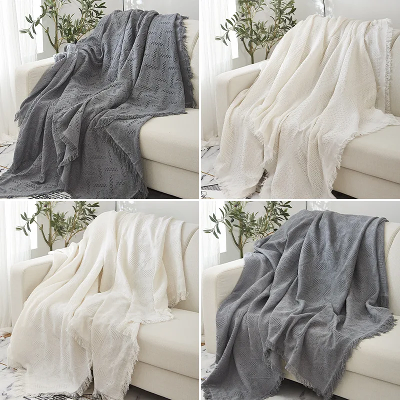

The sofa cover towel knitting pure color jacquard sofa cover cover