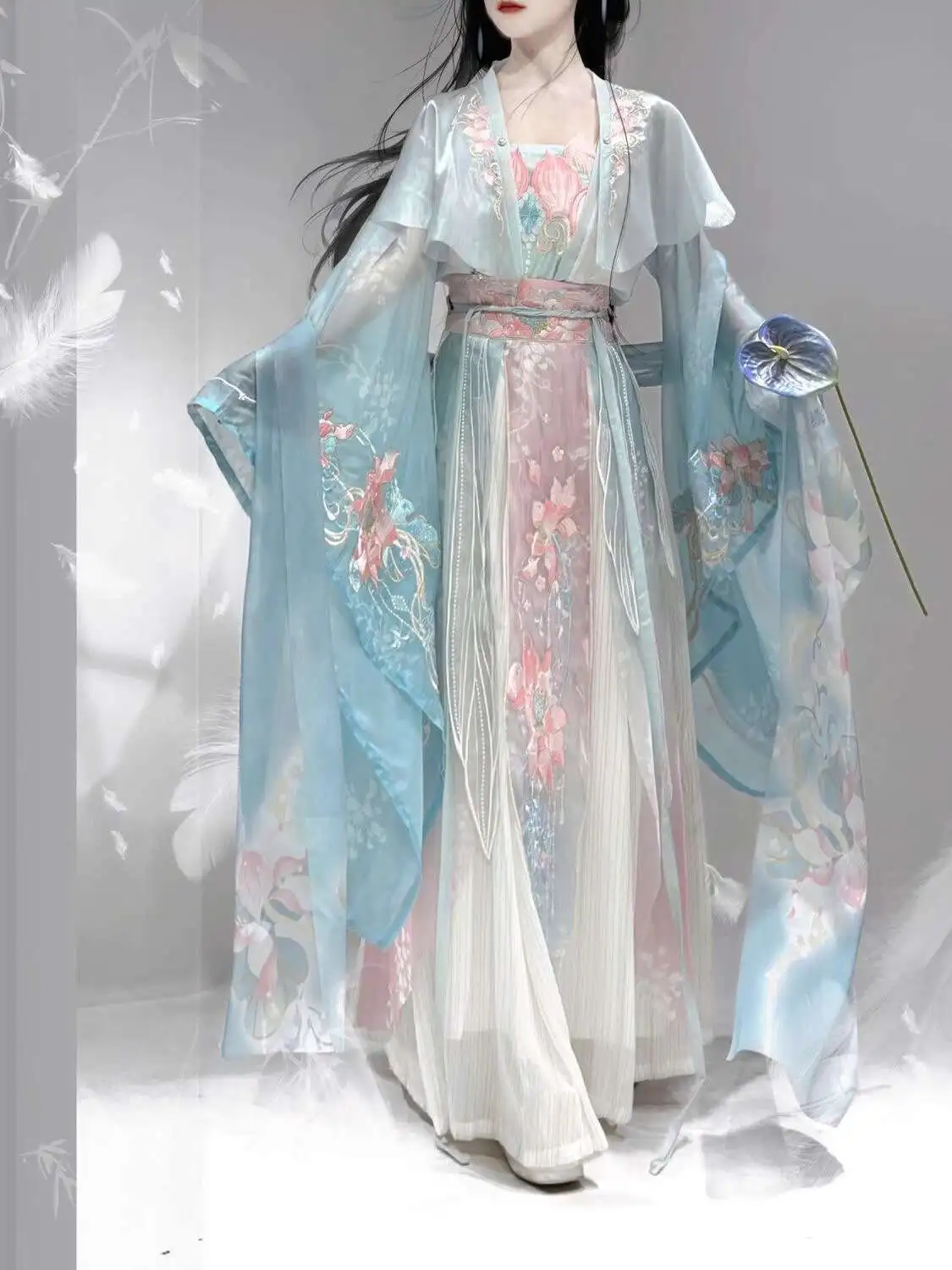 Фото Новый Hanfu Wei Jinfeng, тяжелая промышленность, юбка длиной до талии с вышивкой, комплект из пяти предметов, супер бессмертный карнавал, Хэллоуин, Cosplay №1