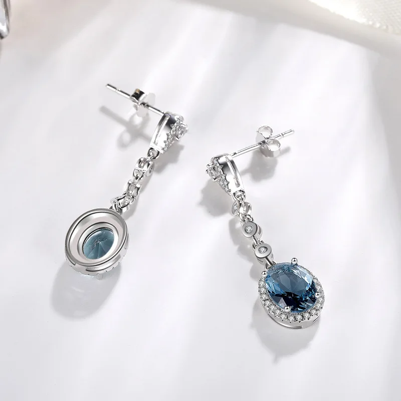 

Natural Blue Sapphire Topaz Drop Earring for Women 925 Silver Bizuteria Gemstone Aretes De Mujer Oorbellen Drop Earring Girls