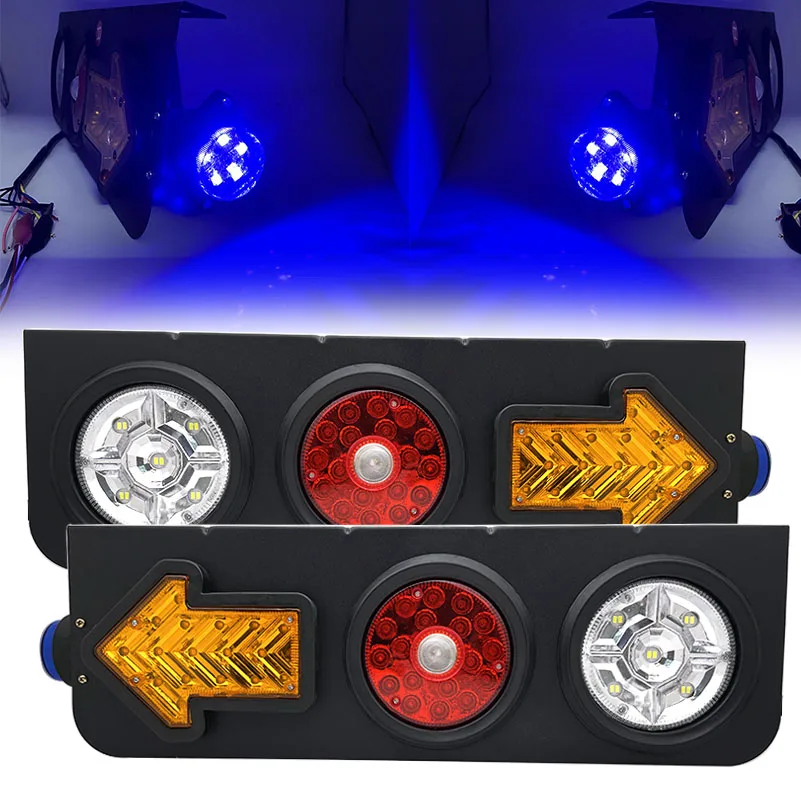 2PCS 24V Waterproof Universal Truck LED Rear Taillight Brake Stop Turn Light Sequential Flowing Signal Light Lamp.