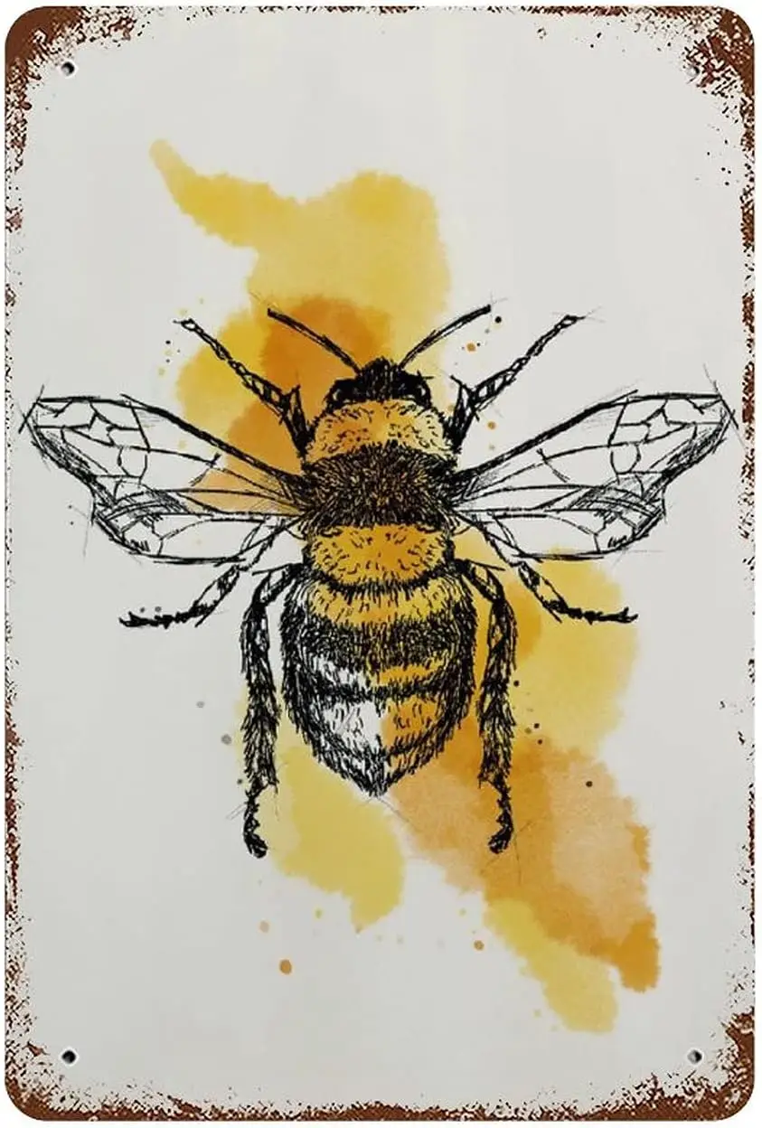 Табличка из олова в стиле ретро с Пчелой