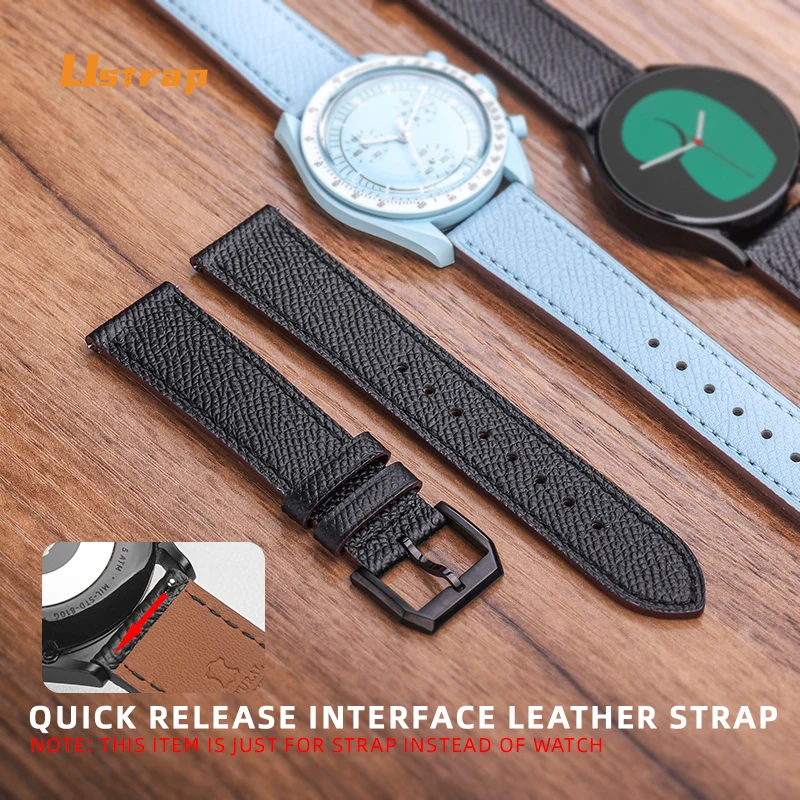 Ремешок кожаный для наручных часов быстросъемный браслет Galaxy watch Omega X Swatch MoonSwatch