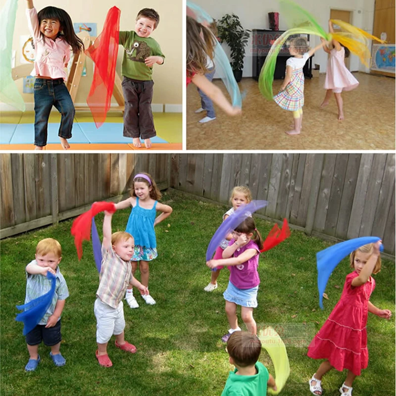 1pcs Practical 6 colors Gymnastics Scarves For Outdoor Game Toys Dancing And Juggling Towels Candy Colored Gym Towel Dance Gauze |