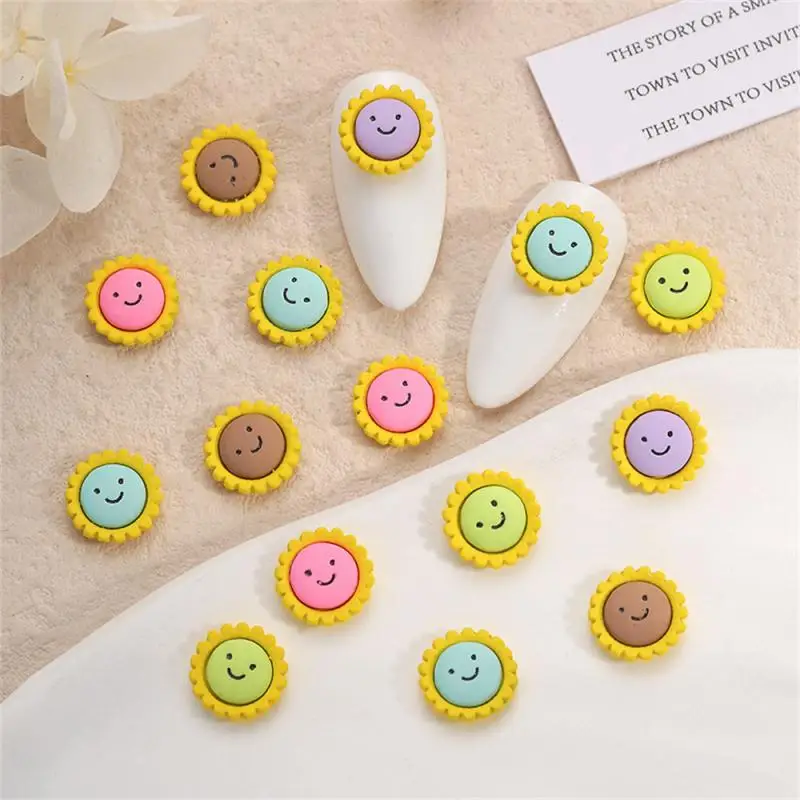 

Nail Accessories Sunflower Smiling Face Diy 3D Nail Art Decoration Kawaii Manicure Nail Stick Decorations