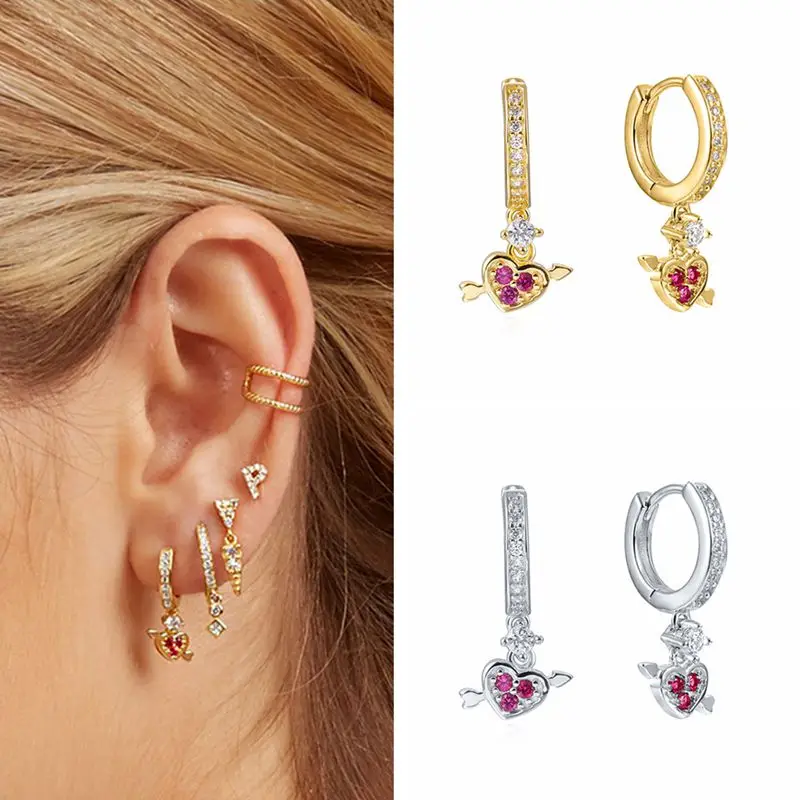 

Yuxintome 925 Sterling Silver Cute Women's Hoop Earrings Personality Love Pendant Earrings Women's Jewelry Holiday Gifts