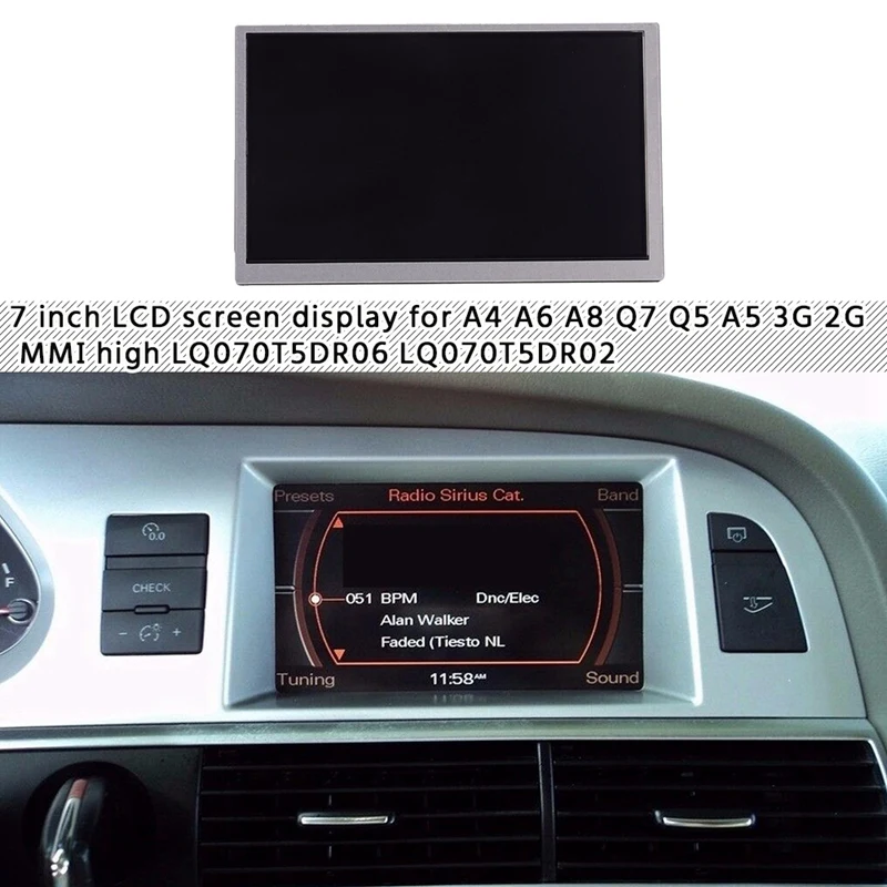 

7-Inch LCD Display Screen For- A4 A6 A8 Q7 Q5 A5 3G 2G MMI High Car DVD GPS Navigation Aadio LQ070T5DR06 4F0919603A