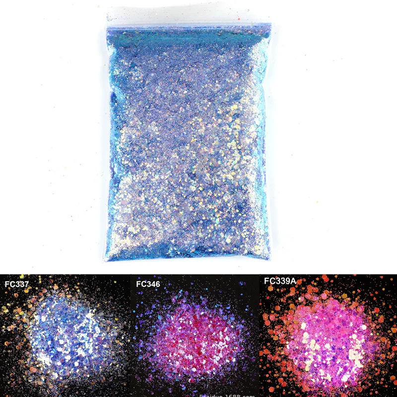 

10g Glitter Holographic Laser Nail Art Sequins Mixed Hexagon Chunky Chrome Flakes DIY Nail Decorations Powders Accessories Dust