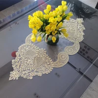 european gold thread embroidery coffee table runner mat tablecloth villa hotel home furniture cover banquet weding decoration