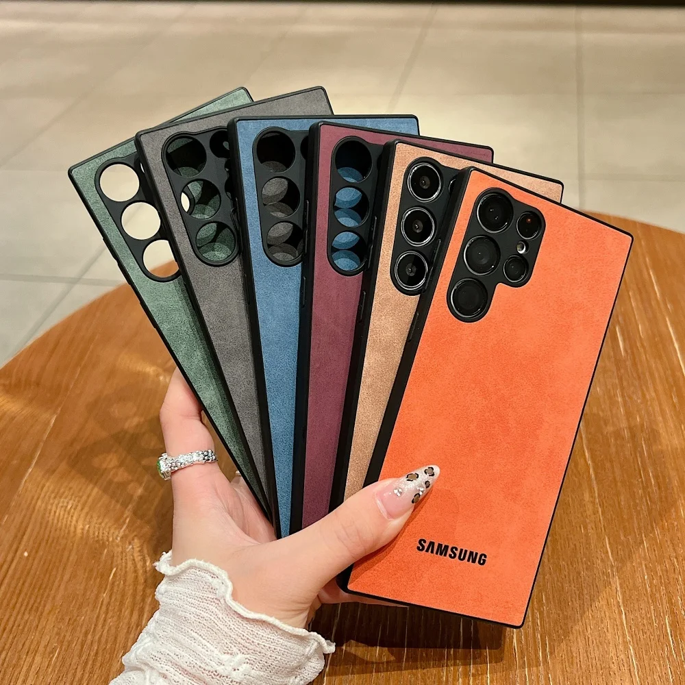 Фото Роскошный противоударный чехол из овечьей кожи для Samsung Galaxy S26 Ultra, S25, S24, S22, S23 Ultra Plus, S23 FE, мягкий чехол с защитой камеры №5