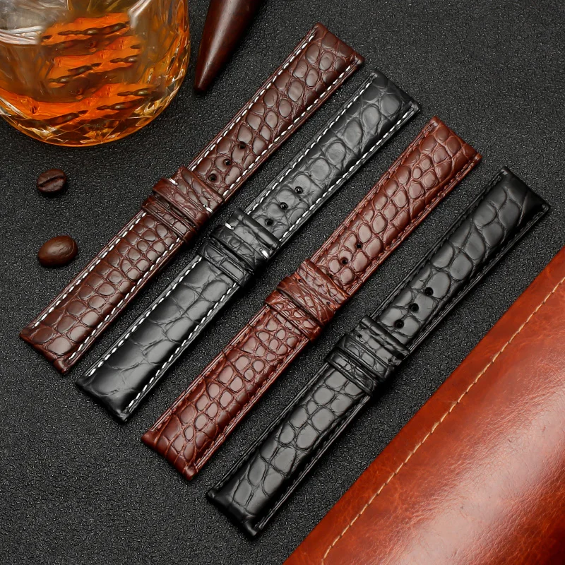 Blue crocodile leather watch strap for Omega Montblanc Casio Longines men's wristband 18mm 19mm 20mm 21mm 22mm