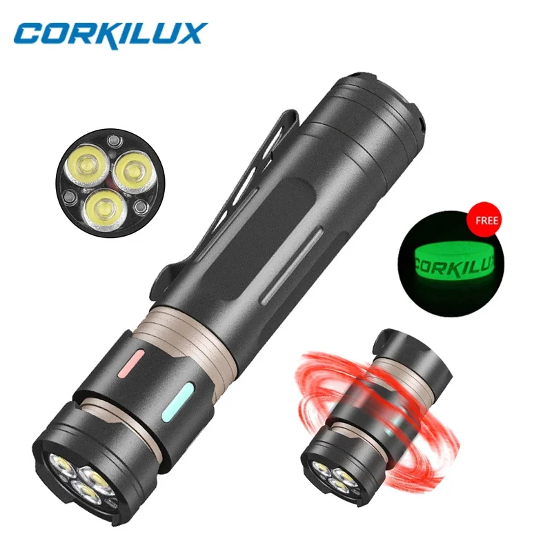 

CORKILUX USB-C Charging Portable High Power Fidget Spinner 18650 LED Flashlight EDC Plays Decompression Toys Strong Flash Light