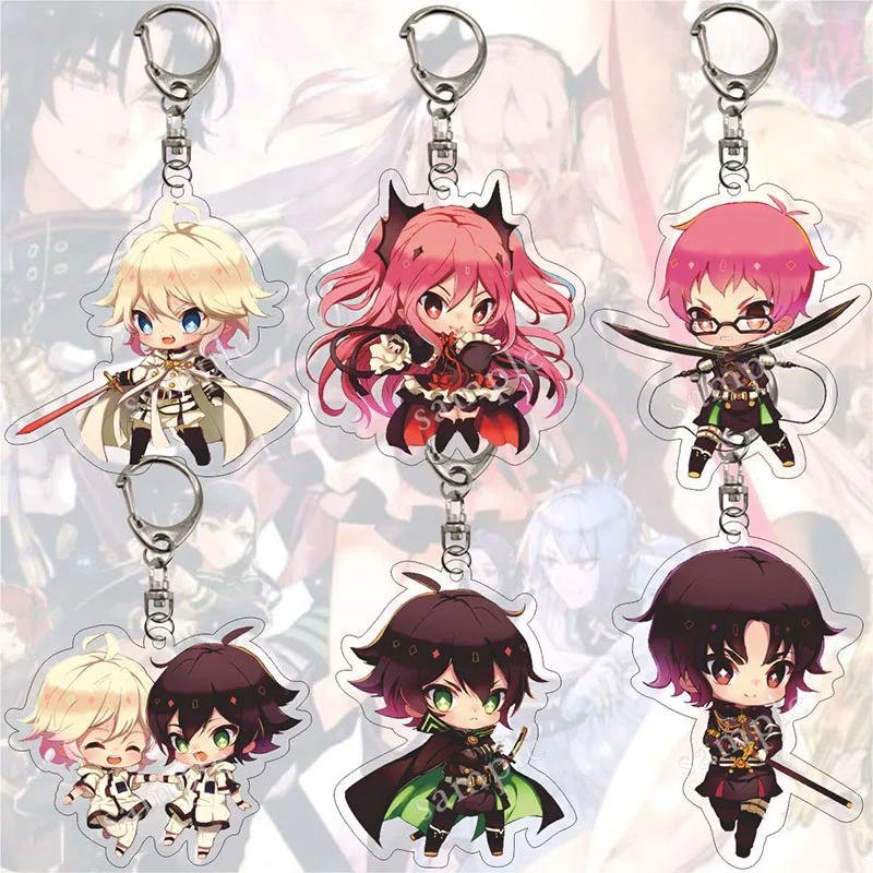 

Anime Seraph of The End Keychain Cartoon Figures Hyakuya Yuichiro Mikaela Krul Tepes Cosplay Acrylic Pendants Key Chains Jewelry