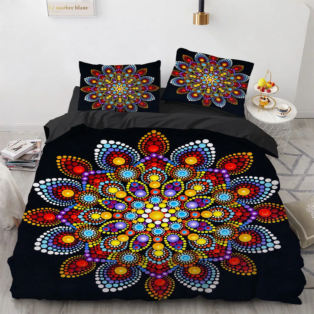 

Bohemian Bedding Sets 240x220 3D Mandala Flower Duvet Cover and Pillowcase Set Quilt Cover King Full Twin Bed Set Home