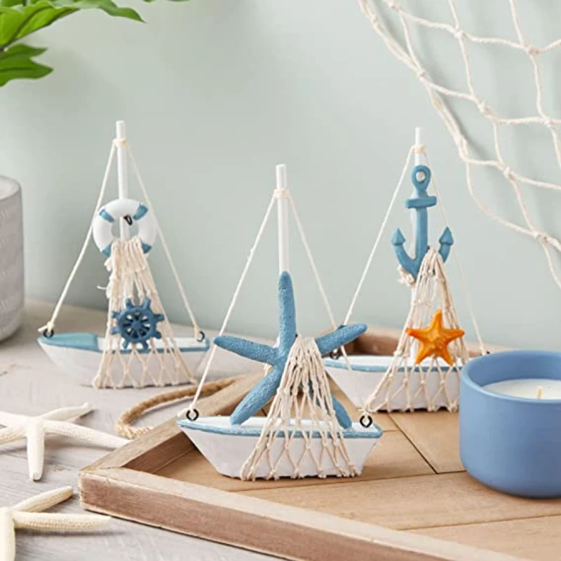 

Shower Decorations for Boy-Themed Spaces Miniature Sailboat Sea Decorations for Home BathroomNurseryDeskBookshelf Countertop